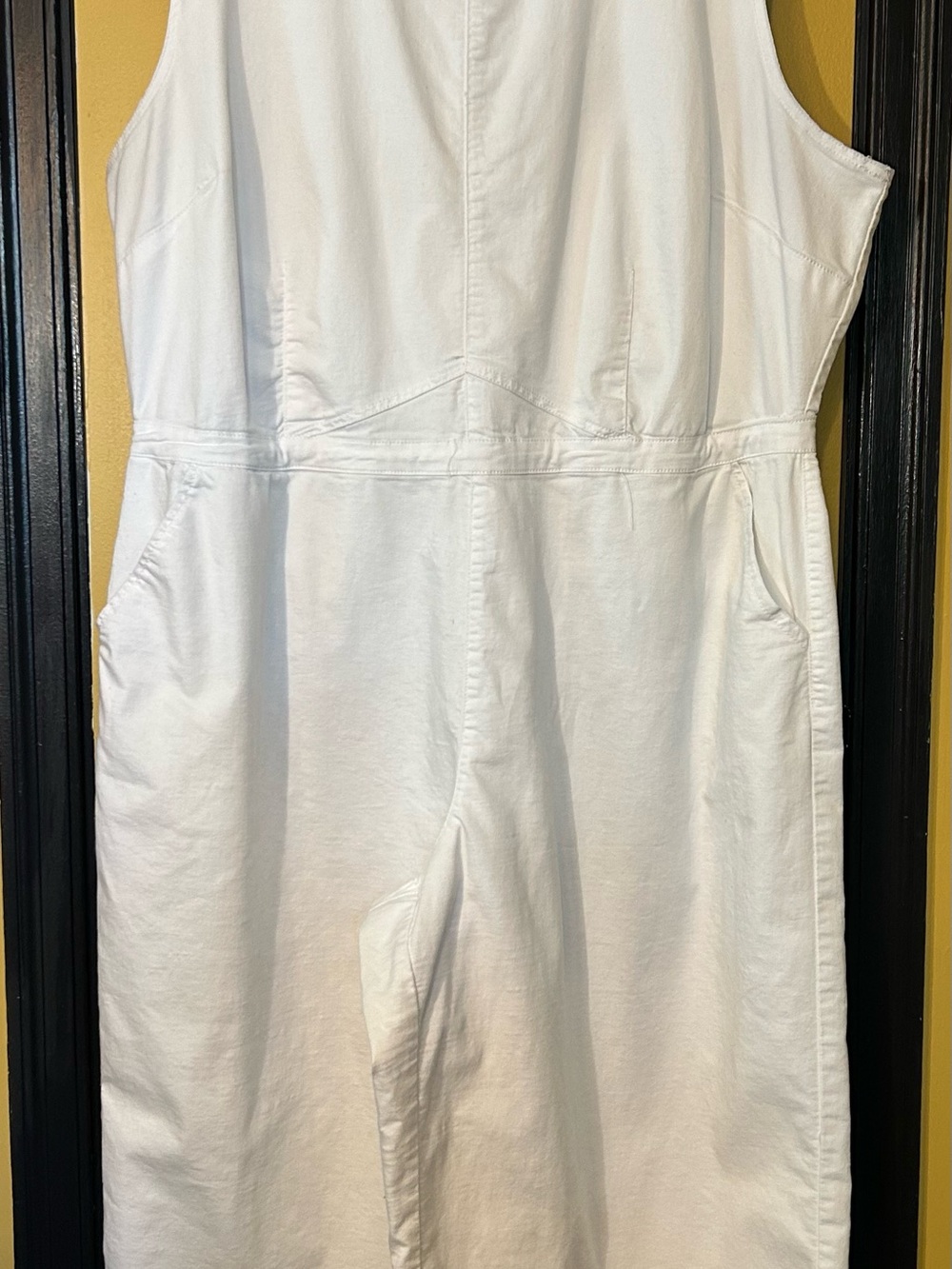 White Sleeveless denim Jumpsuit plus size wide leg capris